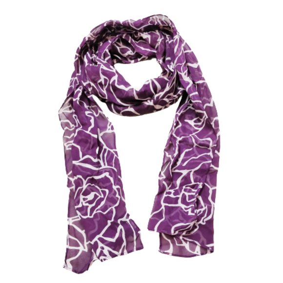 bebe 100% Silk Scarf, extra long, rose pattern - Picture 1 of 5